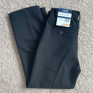 Boys Izod Flat Front Stretch Black Dress Pants